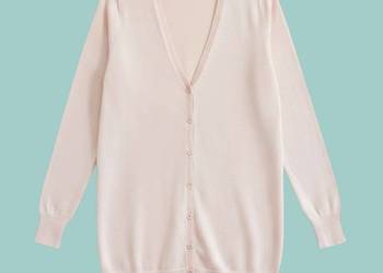 Damski bawełniany sweter pudrowy róż z długim rękawem Zara Knit 36/38 S/M