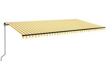 vidaXL Ręcznie zwijana markiza z LED, 600x350 cm, żółto - biała(sku3069243)