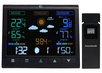 Stacja pogodowa podświetlana bezprzewodowa z czujnikiem zewnętrznym wyświe…