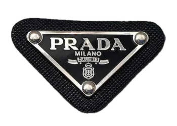 Broszka Prada srebrne logo