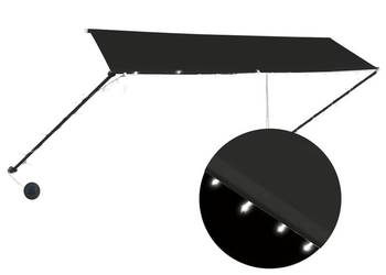 Markiza zwijana z LED, 350 x 150 cm, antracytowa（145919）