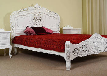 Nowe stylowe łóżko białe 140x200 cm barok rokoko 78245