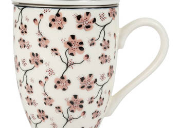 Kubek z zaparzaczem porcelana 225 ml wzór kwiatowy