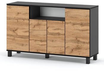 Komoda Loft 140cm Bruno Szafka Rtv Młodzieżowa Do Salonu Szara Dąb Wotan