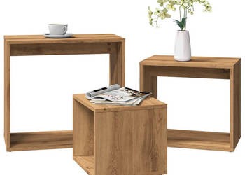 Stoliki wsuwane pod siebie 3 szt. kolor dąb artisan WM-856675