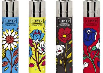 Zestaw 4 Zapalniczek Płomieniowych Krzesiwowych CLIPPER Fall Flowers