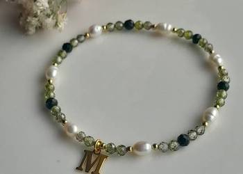 Kamienie naturalne Perła Perydot Szmaragd Nilu Bransoletka Szczęścia