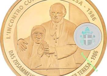 Moneta Jan Paweł II Matka Teresa z Kalkuty Złoto Srebro Hologra Papież