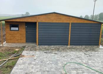 Garaż blaszany 6x6 + 3m wnęką drewnopodobny