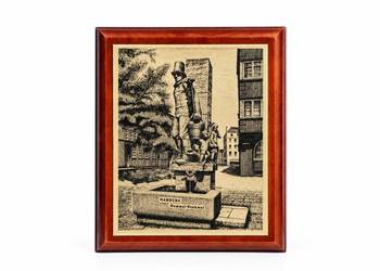 Stylowy Obrazek Gabinetowy – Hummel-Denkmal (Hamburg) Vintage