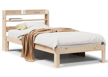 Rama łóżka z wezgłowiem lite drewno sosnowe 90x200 cm WM-3306782
