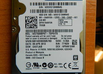 Dysk HDD WD Black 750 GB SATA Stan idealny
