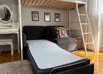 Piętrowe łóżko z materacem i podkładem, komplet, stan bardzo dobry