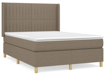 Łóżko kontynentalne z materacem taupe tkanina 140x190 cm WM-3132149
