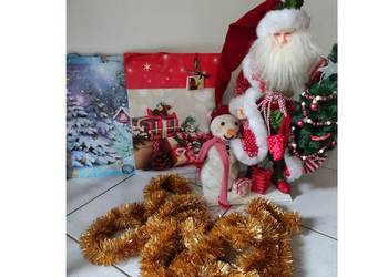 złoty długi łańcuch choinkowy na choinkę XXL  świąteczna ozdoba