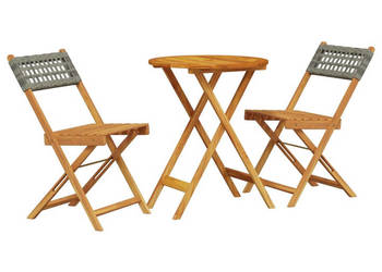 3-cz. zestaw mebli bistro szary rattan PE i drewno WM-3281743