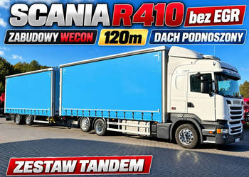 Scania R410 bez EGR Zabudowy Wecon 120m Dach Podnoszony Zestaw Tandem 120m…