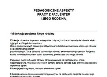 Pedagogiczne aspekty pracy z pacjentem i jego rodziną