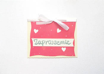 proste zaproszenia, czerwone zaproszenie z serduszkami ogóln