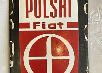 Emaliowana tabliczka Polski Fiat PRL 10x15 cm – retro vintage garaż