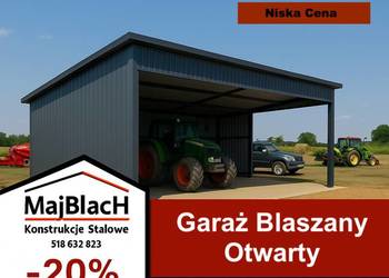 Garaż Blaszany Otwarty WIATA OTWARTA / Magazyn / Schowek - Maj-Blach
