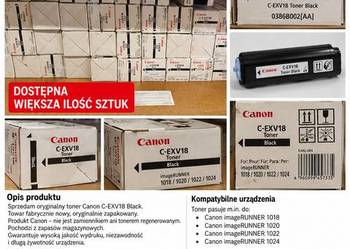 Oryginalny Toner Canon C-EXV18 Black 0386B002 image RUNNER NOWY