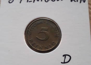 5 Fenigów RFN 1966 r. men. D 5 Fenigów RFN 1966 r. men. D