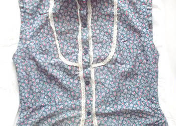 boho bluzka rozmiar L, bawełniana bluzka bez ręakwów, vintage top damski