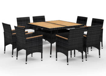 9-cz. zestaw mebli ogrodowych rattan PE i akacja czarny WM-3058346