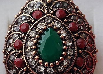 Pierścień stożkowy w kolorze złota antycznego, duży rozmiar