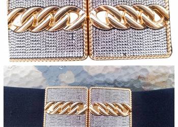 Stylowy biżuteryjny pasek damski-elastyczna guma, efektowna klamra 70cm