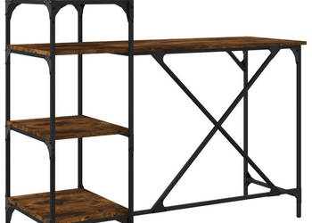 Biurko komputerowe z półkami przydymiony dąb 120x47x109 cm WM-836215