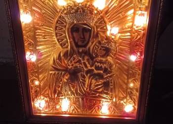 PRL podświetlany obraz Matki Boskiej Częstochowskiej