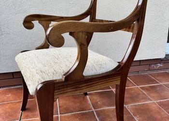 Krzesło Henrykowskie Biedermeier stylowe fotel z podłokietnikiem do biurka