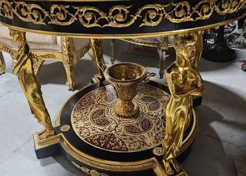 Pałacowy Duży Stół Boulle - Drewno + Brąz Nimfy Mocno Okuty