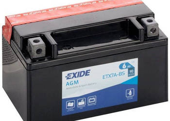 Akumulator motocyklowy 6Ah 90A EXIDE ETX7A-BS YTX7A-BS 12V