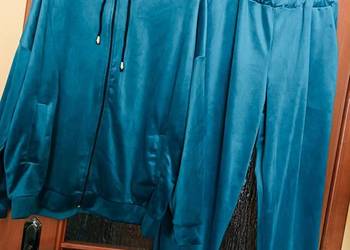 Dres niebieski komplet welurowy wiskoza