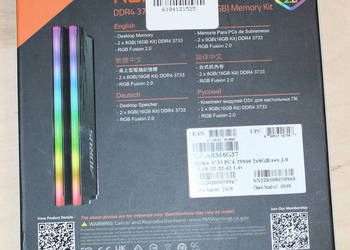 Nowa Pamięć Gigabyte AORUS RGB, DDR4, 16 GB, 3733MHz, CL19 (GP-ARS16G37)