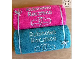 Prezent na 40 rocznicę ślubu RUBINOWE GODY ręczniki z haftem