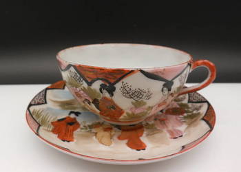 Kolekcjonerskie Duo Kutani JAPONIA Porcelana Skorupka Jajka Geisha