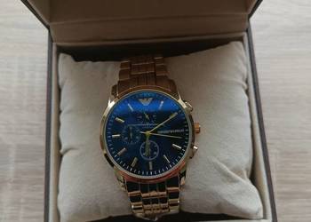 Zegarek męski złoty Emporio Armani z granatową tarczą