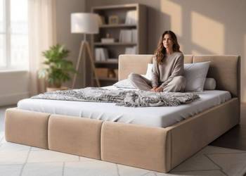 Łóżko Lidia z pojemnikiem na pościel oraz stelaż metalowy