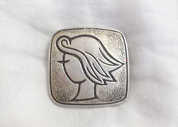 prl broszka z metalu, rosyjska broszka twarz vintage, metalowa broszka prl