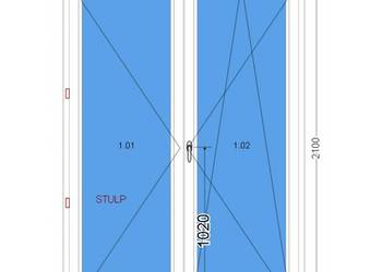 Okno balkonowe 1460 x 2100 / 146 x 210 BIAŁE