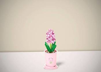 Nowy Zestaw Klocków Różowy Kwiat w Doniczce 54 Elementów w Pudełku