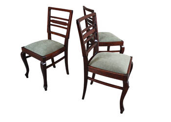 Zestaw 3 krzeseł dębowych po renowacji / krzesła 3 szt / nowe obicie antyk