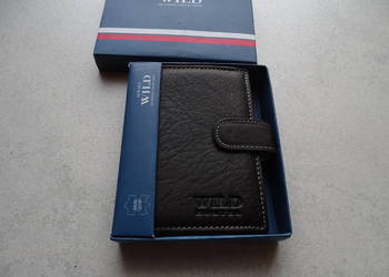 Męski, zapinany ,skórzany portfel WILD HUNTER brązowy