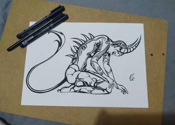 Rysunek: demon - cienkopis, A4, 250 g/m2