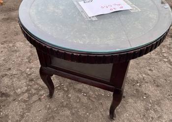 Stolik kawowy RETRO okrągły ze szklanym blatem