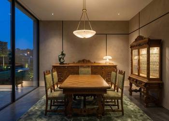 ZESTAW MEBLI do Jadalni Włoski Renesans STÓŁ Krzesła Fotele Witryna Komoda